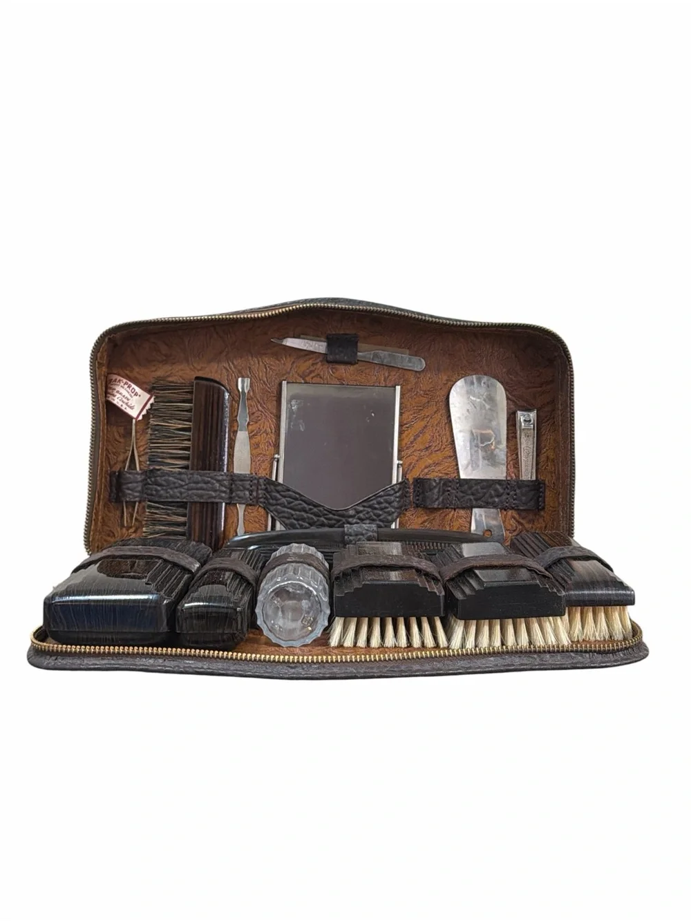Vintage Bak-Prop Men’s Grooming Travel Kit Faux Leather Toiletry Set Made in US